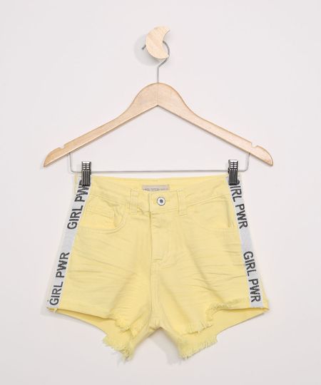 Short-de-Sarja-Juvenil-com-Faixa-Lateral--Girl-Pwr--Amarelo-9966125-Amarelo_1
