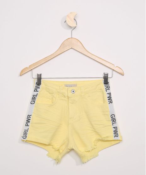 Short-de-Sarja-Juvenil-com-Faixa-Lateral--Girl-Pwr--Amarelo-9966125-Amarelo_1
