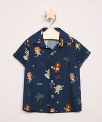 Camisa-Infantil-Estampada-de-Animais-Manga-Curta-Azul-Marinho-9966383-Azul_Marinho_1