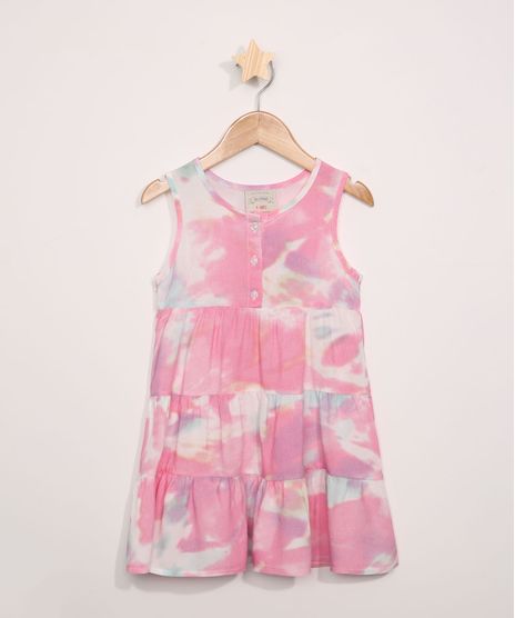Vestido-Infantil-Estampado-Tie-Dye-com-Recortes-Sem-Manga-Rosa-9974970-Rosa_1