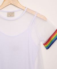 Vestido-de-Tule-Juvenil-com--Brilho-e-Faixa-Listrada-Manga-Curta-Branco-9967656-Branco_5