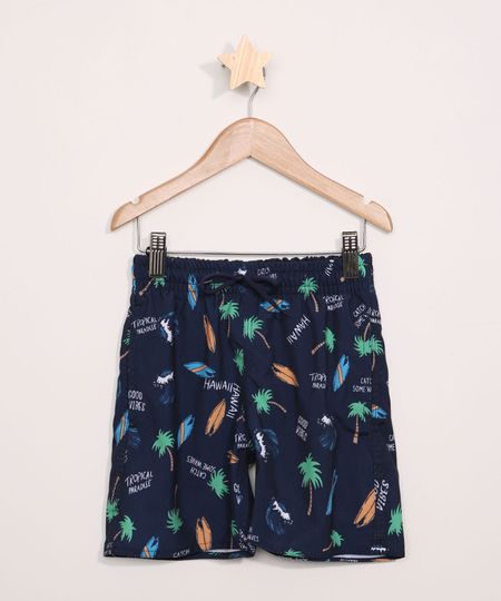 Bermuda-Surf-Infantil-Estampada-Icones-de-Praia-com-Cordao-e-Bolsos-Azul-Marinho-9962806-Azul_Marinho_1