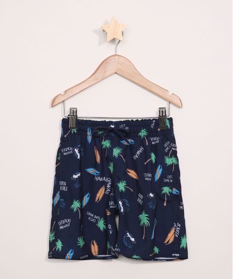 Bermuda-Surf-Infantil-Estampada-Icones-de-Praia-com-Cordao-e-Bolsos-Azul-Marinho-9962806-Azul_Marinho_1