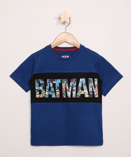 Camiseta-Infantil-Batman-Quadrinhos-com-Recorte-Manga-Curta-Azul-9968323-Azul_1