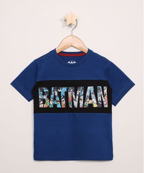 Camiseta-Infantil-Batman-Quadrinhos-com-Recorte-Manga-Curta-Azul-9968323-Azul_1