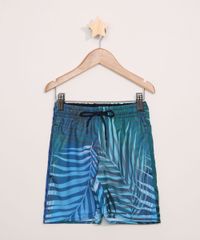 Bermuda-Surf-Infantil-Estampada-de-Folhagem-com-Cordao-e-Bolsos-Azul-9962782-Azul_1