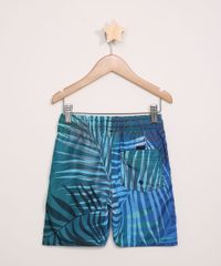 Bermuda-Surf-Infantil-Estampada-de-Folhagem-com-Cordao-e-Bolsos-Azul-9962782-Azul_2