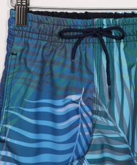 Bermuda-Surf-Infantil-Estampada-de-Folhagem-com-Cordao-e-Bolsos-Azul-9962782-Azul_3