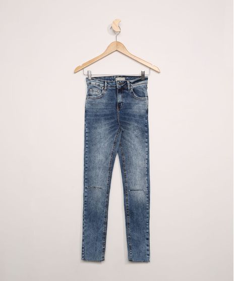 Calca-Jeans-Juvenil-Skinny-Marmorizada-com-Rasgo-no-Joelho-Azul-Medio-9966610-Azul_Medio_1