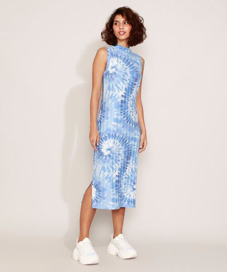 Vestido-Feminino-Midi-Estampado-Tie-Dye-Sem-Manga-Gola-Alta-Azul-9967682-Azul_1