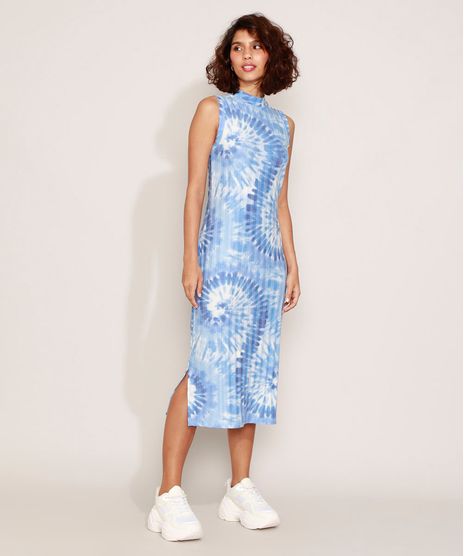 Vestido-Feminino-Midi-Estampado-Tie-Dye-Sem-Manga-Gola-Alta-Azul-9967682-Azul_1