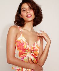 Regata-Feminina-Cropped-Estampada-Folhagem-com-Franzido-Alca-Fina-Decote-V-Off-White-9967561-Off_White_6
