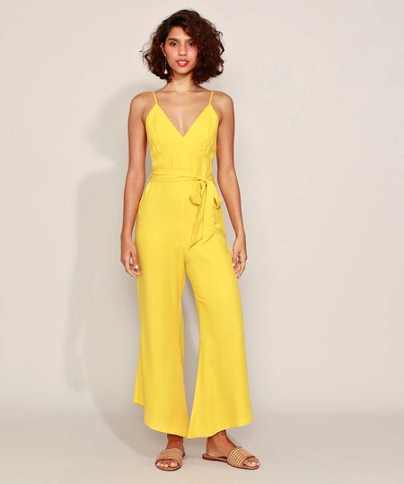 Macacao-Feminino-Pantacourt-com-Faixa-Decote-V-Alca-Fina-Amarelo-9970695-Amarelo_1