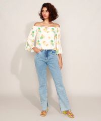 Blusa-Feminina-Ombro-a-Ombro-Estampada-Cajus-Geometrico-Manga-Sino-3-4-Off-White-9965826-Off_White_3