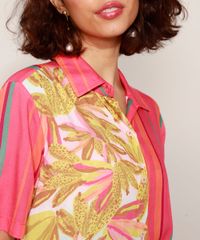 Camisa-Feminina-Estampada-Listras-e-Bananas-Manga-Curta-Coral-9968087-Coral_4