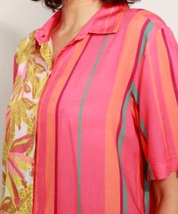 Camisa-Feminina-Estampada-Listras-e-Bananas-Manga-Curta-Coral-9968087-Coral_5