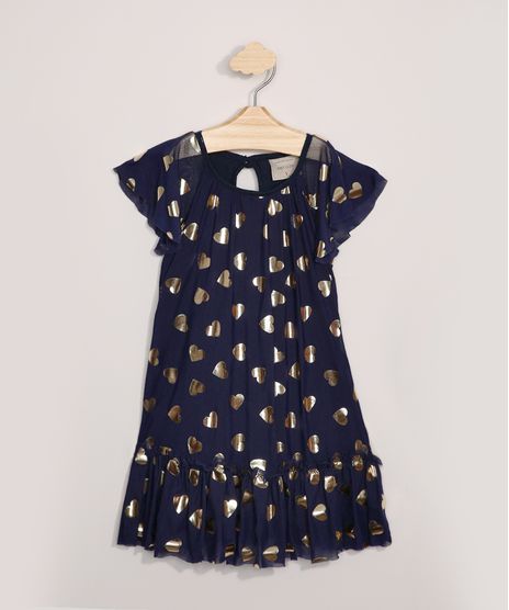 Vestido-de-Tule-Infantil-Estampado-de-Coracoes-Metalizado-Manga-Curta-Azul-Marinho-9967897-Azul_Marinho_1