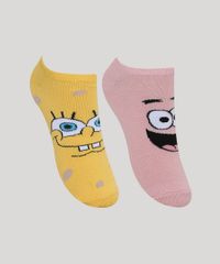 Kit-de-2-Meias-Femininas-Cano-Baixo-Bob-Esponja-e-Patrick-Estrela-Multicor-9971705-Multicor_1