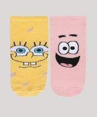 Kit-de-2-Meias-Femininas-Cano-Baixo-Bob-Esponja-e-Patrick-Estrela-Multicor-9971705-Multicor_2