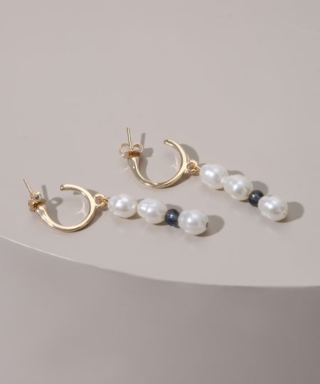 Brinco-Feminino-de-Argola-com-Perolas-Dourado-9976478-Dourado_1