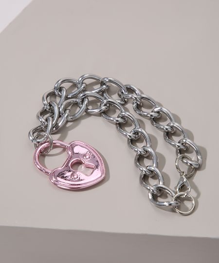 Pulseira-Feminina-com-Cadeado-Coracao-Prateada-9976376-Prateada_1