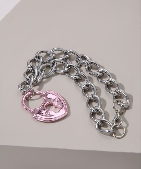 Pulseira-Feminina-com-Cadeado-Coracao-Prateada-9976376-Prateada_1