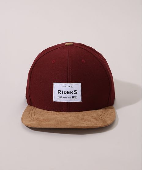 Bone-Masculino-Aba-Reta-em-Suede--Riders--Vinho-9966364-Vinho_1