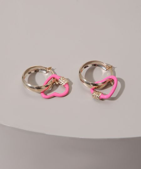 Brinco-Feminino-de-Argola-com-Coracao-Mosquetao-Dourado-9976372-Dourado_1