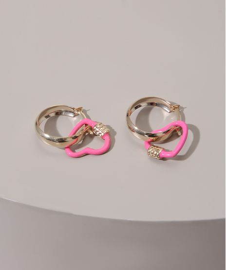 Brinco-Feminino-de-Argola-com-Coracao-Mosquetao-Dourado-9976372-Dourado_1