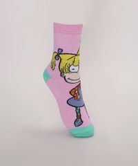 Meia-Feminina-Cano-Alto-Angelica-Rugrats-Os-Anjinhos-Rosa-9971630-Rosa_1
