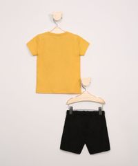 Conjunto-Infantil-Pluto-de-Camiseta-Manga-Curta-Mostarda---Bermuda-de-Moletom-Preta-9963490-Preto_3
