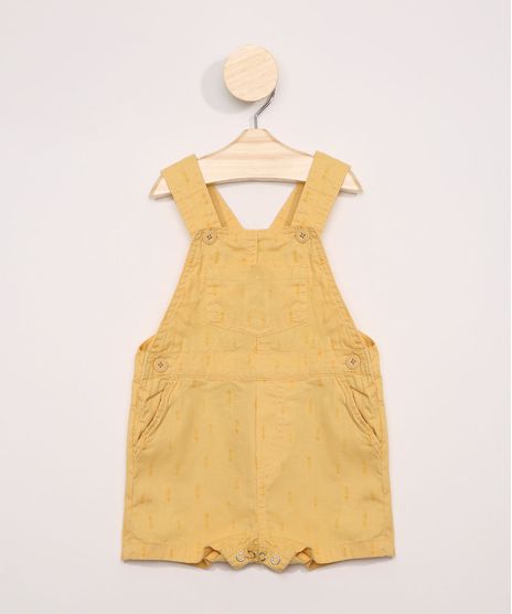 Jardineira-de-Sarja-Infantil-Estampada-de-Flechas-com-Bolsos-Amarelo-9969138-Amarelo_1