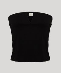 Blusa Tomara Que Caia Preta Decote V