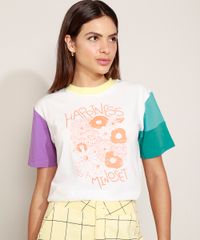 T-Shirt-Feminina-Mindset--Happiness--Floral-Manga-Curta-Colorida-Decote-Redondo-Off-White-9980294-Off_White_1