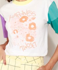 T-Shirt-Feminina-Mindset--Happiness--Floral-Manga-Curta-Colorida-Decote-Redondo-Off-White-9980294-Off_White_2
