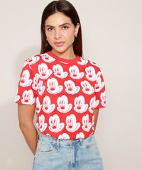 T-Shirt-Feminina-Mindset-Mickey-Mouse-Estampada-Manga-Curta-Decote-Redondo-Vermelha-9980295-Vermelho_1