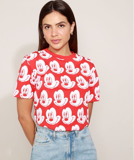 T-Shirt-Feminina-Mindset-Mickey-Mouse-Estampada-Manga-Curta-Decote-Redondo-Vermelha-9980295-Vermelho_1
