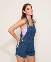 Jardineira-Jeans-Feminina-Reta-com-Barra-Dobrada-Azul-Medio-9970910-Azul_Medio_6