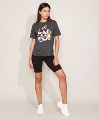 T-Shirt-Feminina-Mindset-Turma-do-Mickey-Manga-Curta-Decote-Redondo-Cinza-Mescla-Escuro-9980300-Cinza_Mescla_Escuro_1