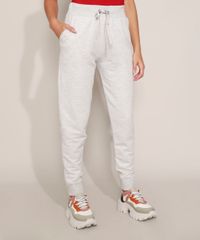 Calca-de-Moletom-Feminina-Basica-Cintura-Alta-com-Cordao-Cinza-Mescla-Claro-9948942-Cinza_Mescla_Claro_1