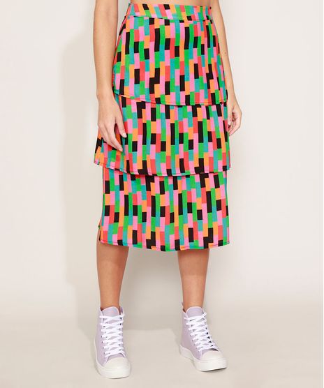 Saia-Feminina-Midi-Estampada-Geometrica-com-Camadas-Multicor-9970222-Multicor_1