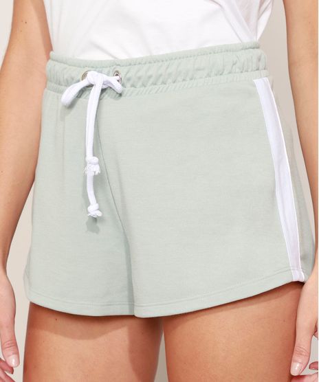 Short-de-Moletom-Feminino-Running-Cintura-Media-com-Faixa-Lateral-e-Cordao-Verde-Claro-9968255-Verde_Claro_1