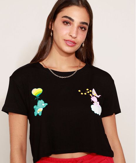 Camiseta-Feminina-Cropped-Ursinhos-Carinhosos-Manga-Curta-Preta-9976094-Preto_1
