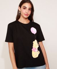 Camiseta-Feminina-Pooh-Manga-Curta-Preta-9976099-Preto_1