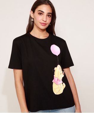 Camiseta-Feminina-Pooh-Manga-Curta-Preta-9976099-Preto_1