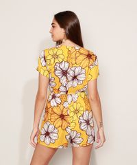Macaquinho-Feminino-Estampado-Floral-com-Vazado-Manga-Curta-Decote-V-Amarelo-9963547-Amarelo_2