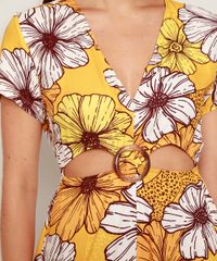 Macaquinho-Feminino-Estampado-Floral-com-Vazado-Manga-Curta-Decote-V-Amarelo-9963547-Amarelo_6
