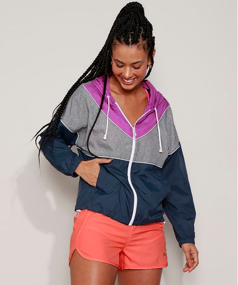 Jaqueta-Corta-Vento-Feminina-Esportiva-Ace-Color-Block-com-Bolsos-e-Capuz-Azul-Marinho-9794317-Azul_Marinho_1
