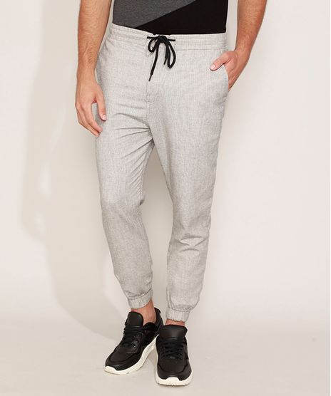 Calca-Masculina-Jogger-Slim-Chino-Texturizada-com-Linho-Cinza-Mescla-Claro-9963697-Cinza_Mescla_Claro_1