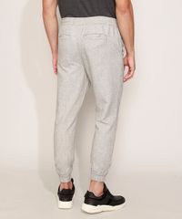 Calca-Masculina-Jogger-Slim-Chino-Texturizada-com-Linho-Cinza-Mescla-Claro-9963697-Cinza_Mescla_Claro_2